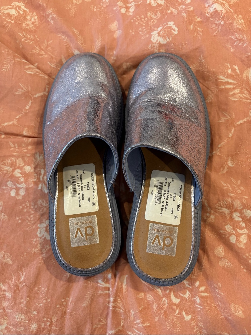 DV by Dolce Vita Metallic Silver Slip-On Mules
